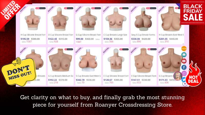 Roanyer Silicone Sexy Large S Cup East West Shape Fake Breasts for  Crossdresser