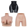 G Cup Silicone Breast Forms + Fake Vagina Pant with Anal Hole + High Waisted Underwear Body Shaper