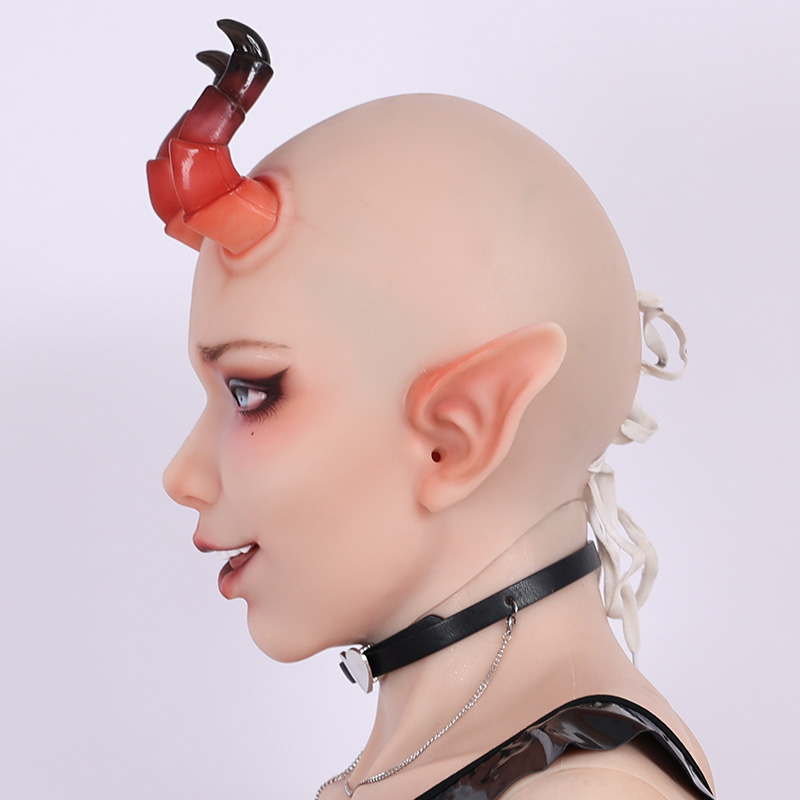 Lilith Succubus Silicone Mask with Lace-up Back