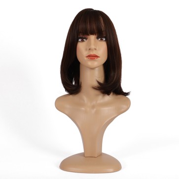 Brown Black Bob wig with bangs - JF013