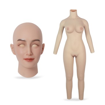 E Cup Bodysuit with Arms + Ria Realistic Silicone Mask