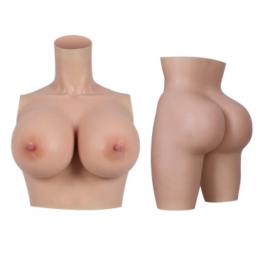 H Cup Silicone Breast Forms + Hip Enhancing 6" Shorts Pant with Anal Hole