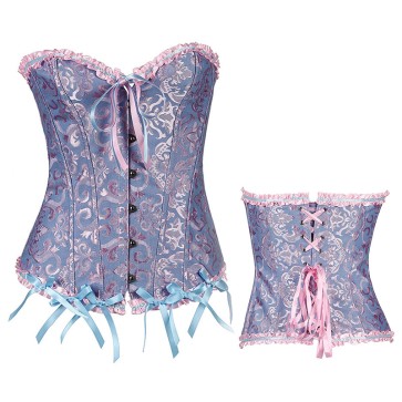 Jacquard Lace up Bustier Top Fashion
