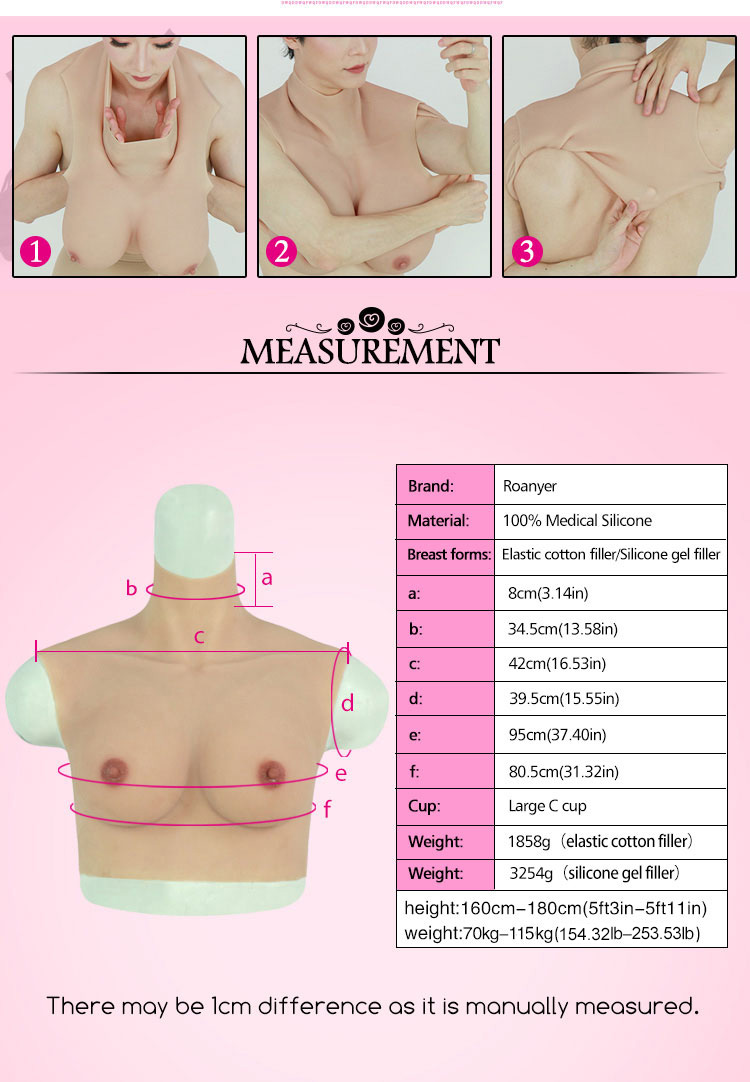 Roanyer Large Size Silicone Breast Forms D Cup Boobs Whole Body
